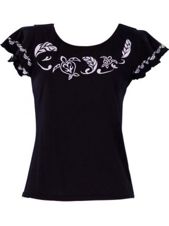 Hula T-shirt / Frilled Sleeve with Honu embroidery / GKD6sb