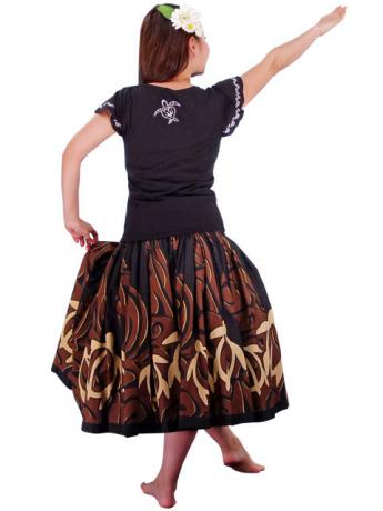 Hula T-shirt / Frilled Sleeve with Honu embroidery / GKD6sb