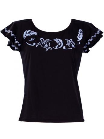 Hula T-shirt / Frilled Sleeve with Honu embroidery / GKD6sbb