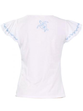 Hula T-shirt / Frilled Sleeve with Honu embroidery / GKD6sbw