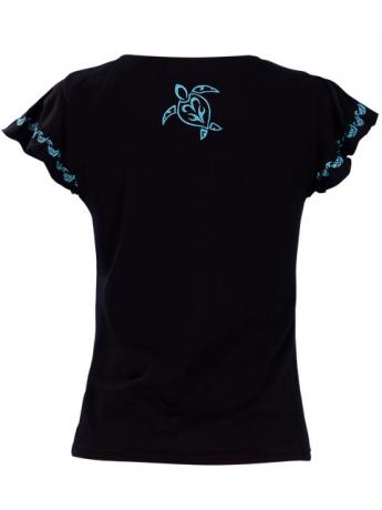 Hula T-shirt / Frilled Sleeve with Honu embroidery / GKD6tbb