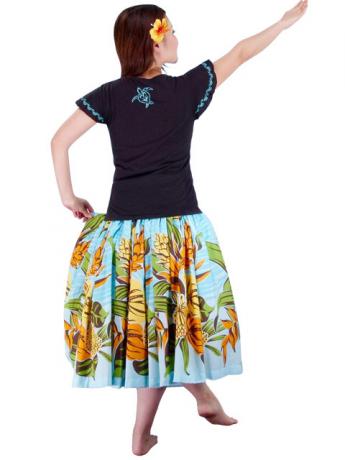 Hula T-shirt / Frilled Sleeve with Honu embroidery / GKD6tbb