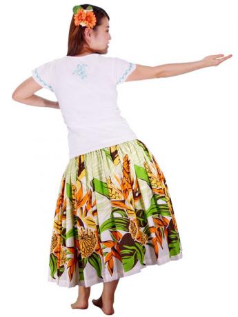 Hula T-shirt / Frilled Sleeve with Honu embroidery / GKD6tbw