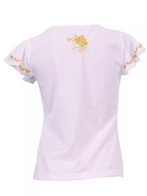 Hula T-shirt / Frilled Sleeve with Rose embroidery / GKD8gw