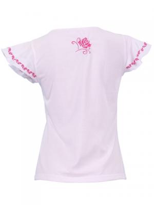 Hula T-shirt / Frilled Sleeve with Rose embroidery / GKD8piw