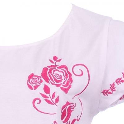 Hula T-shirt / Frilled Sleeve with Rose embroidery / GKD8piw