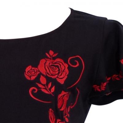 Hula T-shirt / Frilled Sleeve with Rose embroidery / GKD8rb