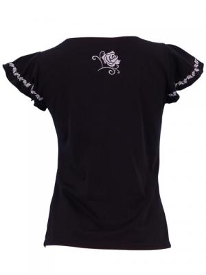 Hula T-shirt / Frilled Sleeve with Rose embroidery / GKD8sb