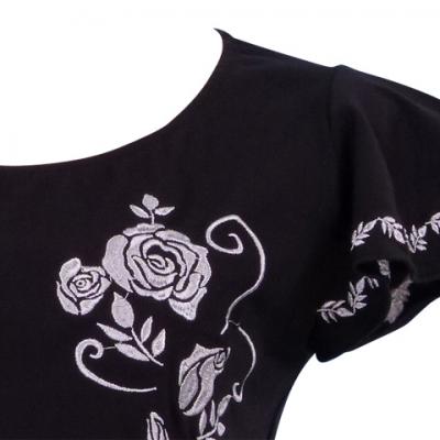 Hula T-shirt / Frilled Sleeve with Rose embroidery / GKD8sb