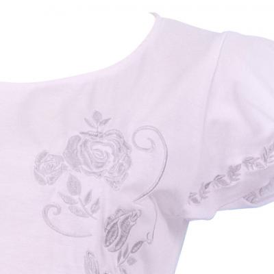 Hula T-shirt / Frilled Sleeve with Rose embroidery / GKD8sw