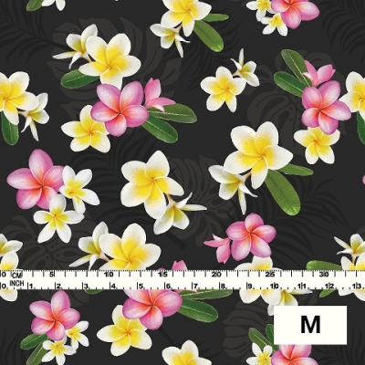 Hula Fabric / Plumeria / JKH-518-BK