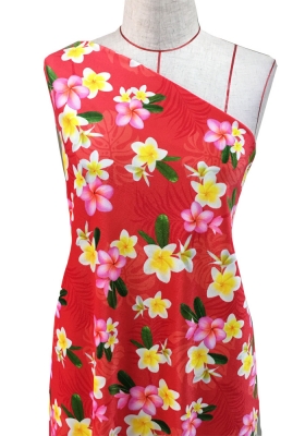 Hula Fabric / Plumeria / JKH-518-RD