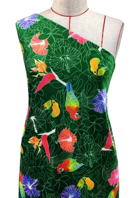 Hula Fabric / Tropical Birds / JKH-526-GR