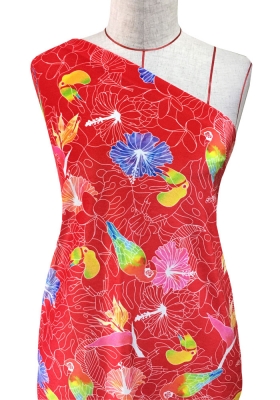 Hula Fabric / Tropical Birds / JKH-526-RD