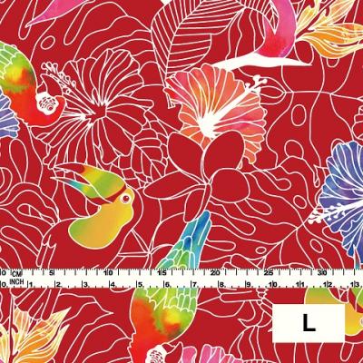 Hula Fabric / Tropical Birds / JKH-526-RD