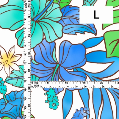 Hula Fabric / Hibiscus / JKH-636-WHBL