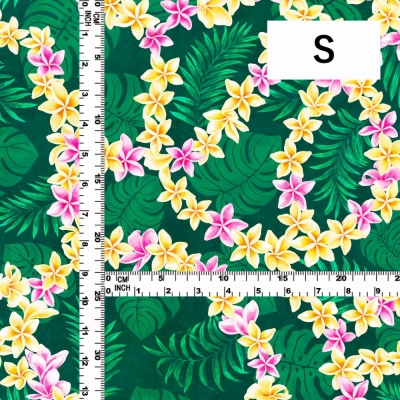 Hula Fabric / Plumeria Lei / JKH-648-GR