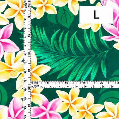 Hula Fabric / Plumeria Lei / JKH-648-GR