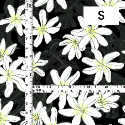 Hula Fabric / Tiare & Monstera / JKH-676-BK
