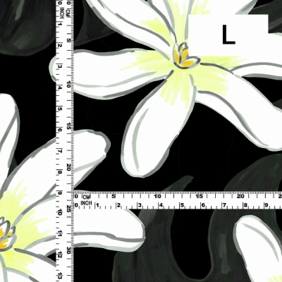 Hula Fabric / Tiare & Monstera / JKH-676-BK