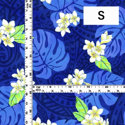 Hula Fabric / Kahiko & Plumeria / JKH-686-BL