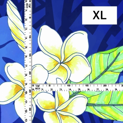 Hula Fabric / Kahiko & Plumeria / JKH-686-BL