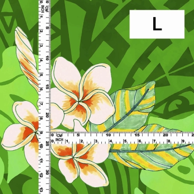 Hula Fabric / Kahiko & Plumeria / JKH-686-GR