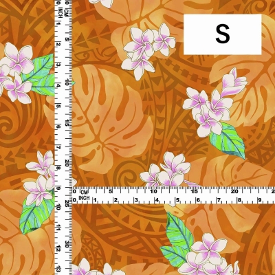 Hula Fabric / Kahiko & Plumeria / JKH-686-OR