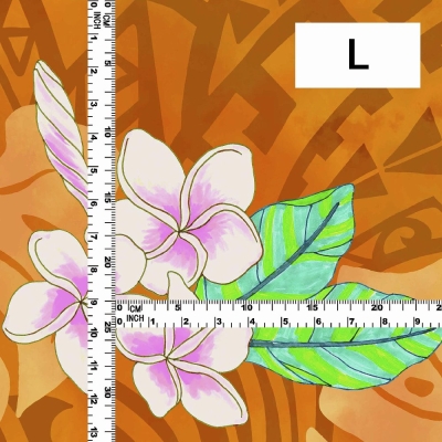 Hula Fabric / Kahiko & Plumeria / JKH-686-OR