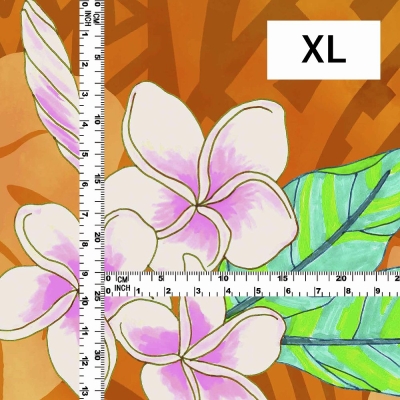 Hula Fabric / Kahiko & Plumeria / JKH-686-OR