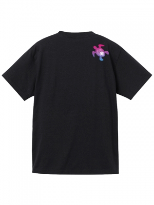 Hula Original Name Print T-shirt / Honu & Hibiscus / Black / OT008b