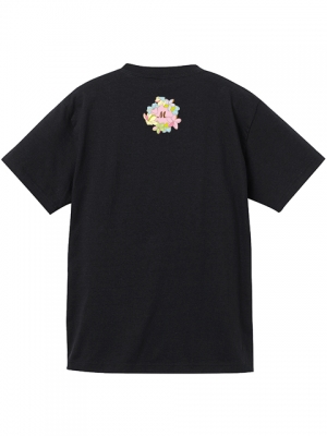 Hula Original Name Print T-shirt / Plumeria & Hibiscus / Black / OT009b