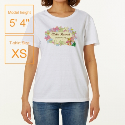 Hula Original Name Print T-shirt / Plumeria & Hibiscus / White / OT009w