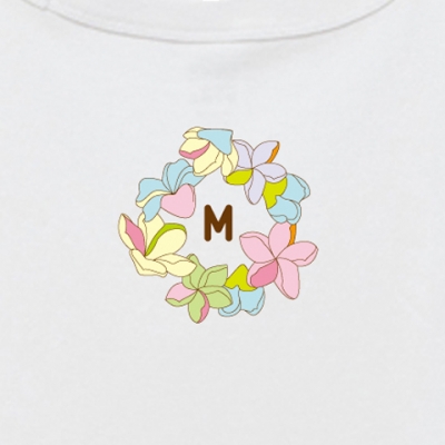 Hula Original Name Print T-shirt / Plumeria & Hibiscus / White / OT010w