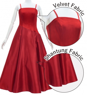 Kids Custom Long Dress with Velvet & Shantung / JCp85-mix