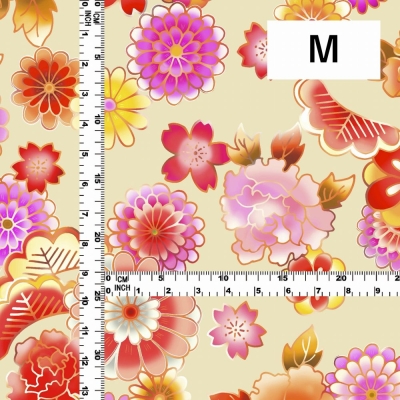 Japan Fabric / Chrysanthemum, Peony & Pine / JWA-001-BE