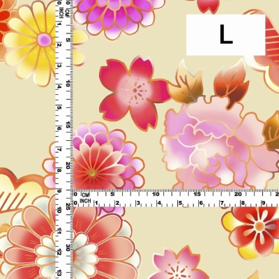 Japan Fabric / Chrysanthemum, Peony & Pine / JWA-001-BE