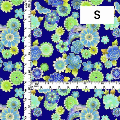 Japan Fabric / Chrysanthemum, Peony & Pine / JWA-001-BL