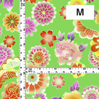 Japan Fabric / Chrysanthemum, Peony & Pine / JWA-001-GR