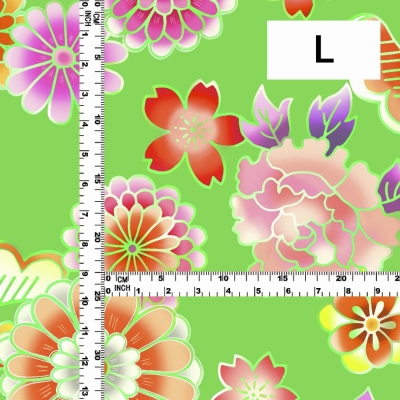 Japan Fabric / Chrysanthemum, Peony & Pine / JWA-001-GR
