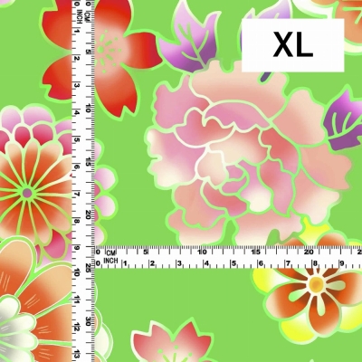 Japan Fabric / Chrysanthemum, Peony & Pine / JWA-001-GR