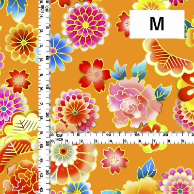 Japan Fabric / Chrysanthemum, Peony & Pine / JWA-001-OR