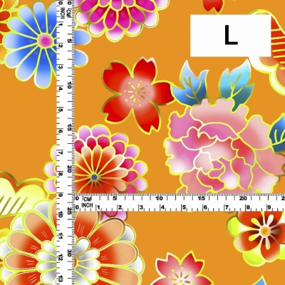 Japan Fabric / Chrysanthemum, Peony & Pine / JWA-001-OR