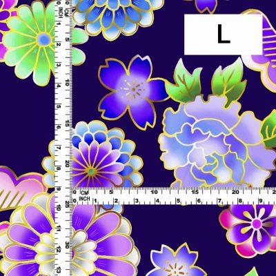 Japan Fabric / Chrysanthemum, Peony & Pine / JWA-001-PU