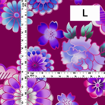 Japan Fabric / Chrysanthemum, Peony & Pine / JWA-001-RDPU