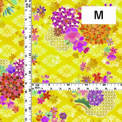 Japan Fabric / Chrysanthemum, Plum Blossom & Cherry Blossom / JWA-005-YE