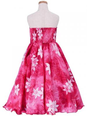 Hula Kids Midi Dress Keiki with Gradation Plumeria Print / Red / Gcw38
