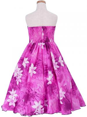 Hula Kids Midi Dress Keiki with Gradation Plumeria Print / Pink / Gcw44