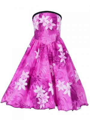Hula Kids Midi Dress Keiki with Gradation Plumeria Print / Pink / Gcw44