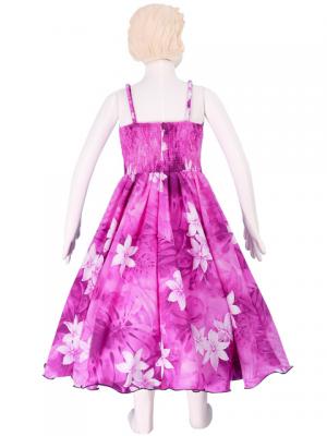 Hula Kids Midi Dress Keiki with Gradation Plumeria Print / Pink / Gcw44
